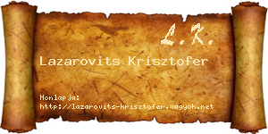 Lazarovits Krisztofer névjegykártya